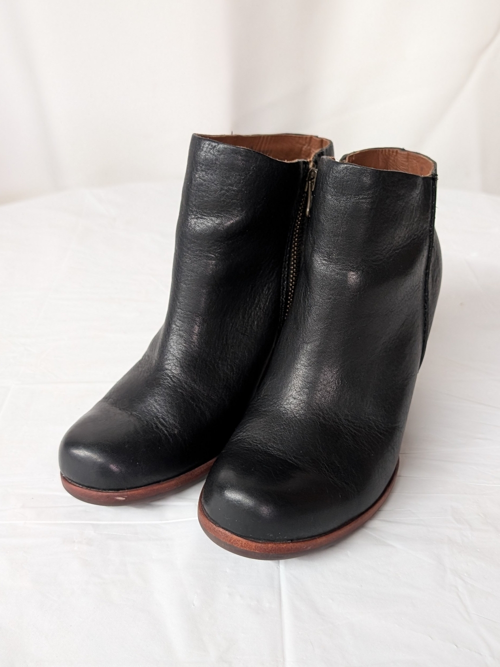 Kork-Ease Natalya Black And Brown Leather Wedge Ankle Boots